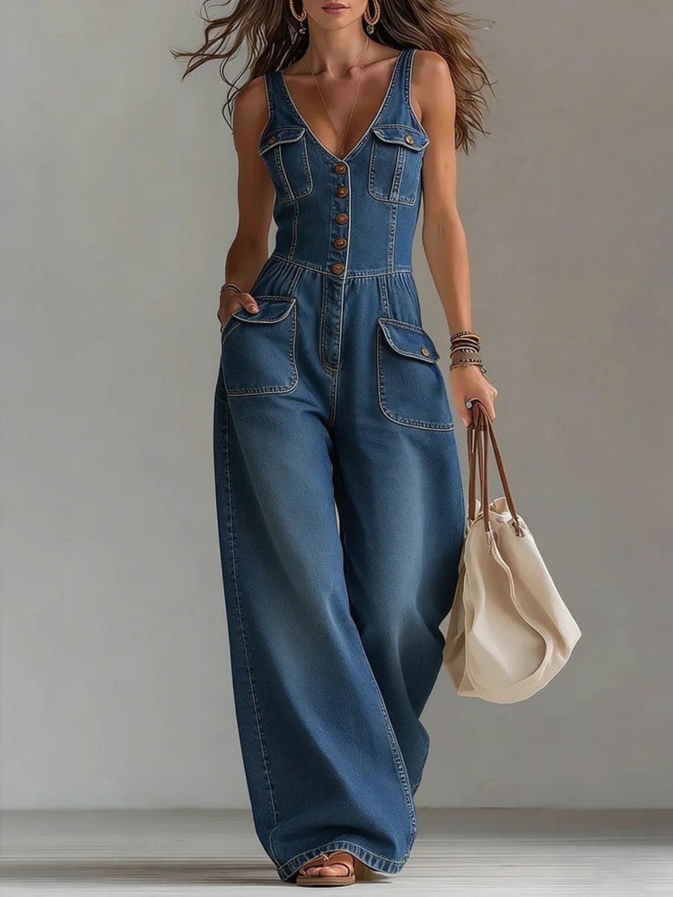 Claire | Damen V-Ausschnitt Jumpsuit