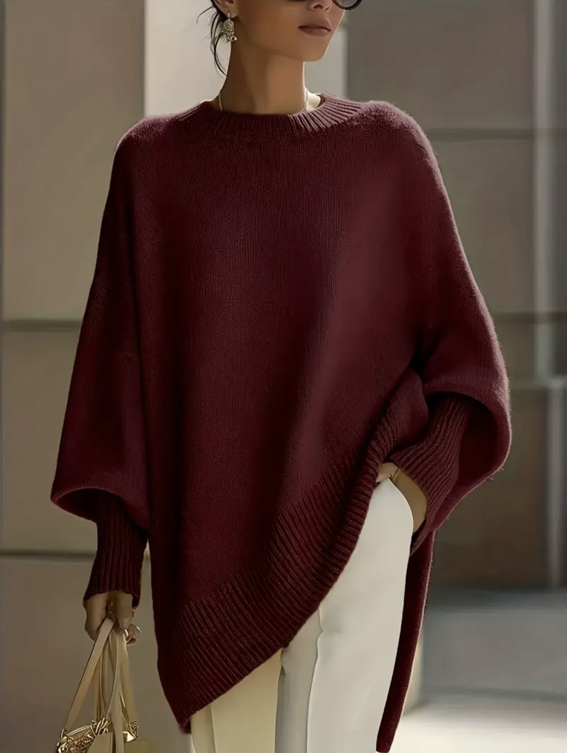 Oversized Strickpullover Damen - Rundhals.