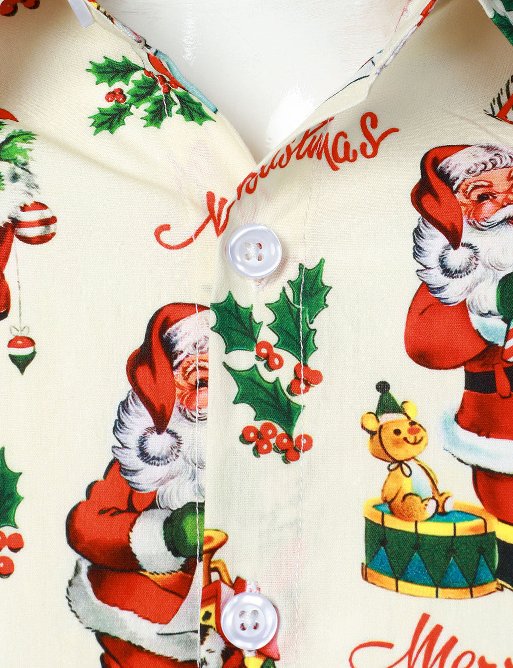 Herren Weihnachtsmann Weihnachts Langarmhemd aus Baumwolle