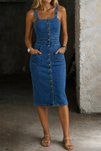 Indira | Denim Kleid mit Knopfleiste