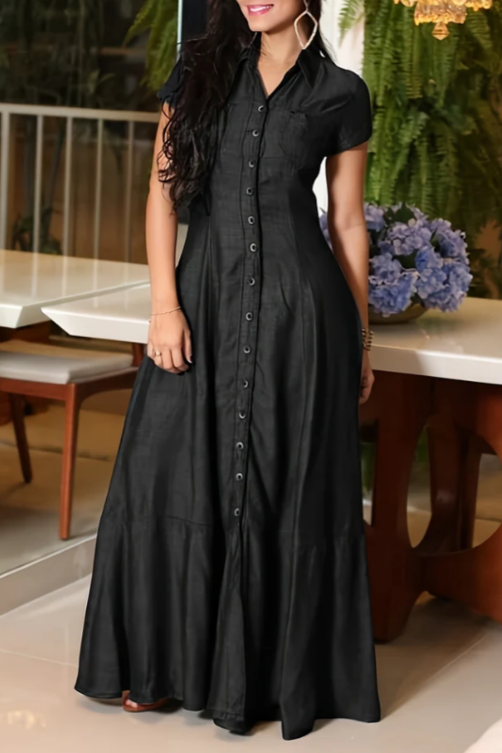 Hera | Langes Denim-Kleid