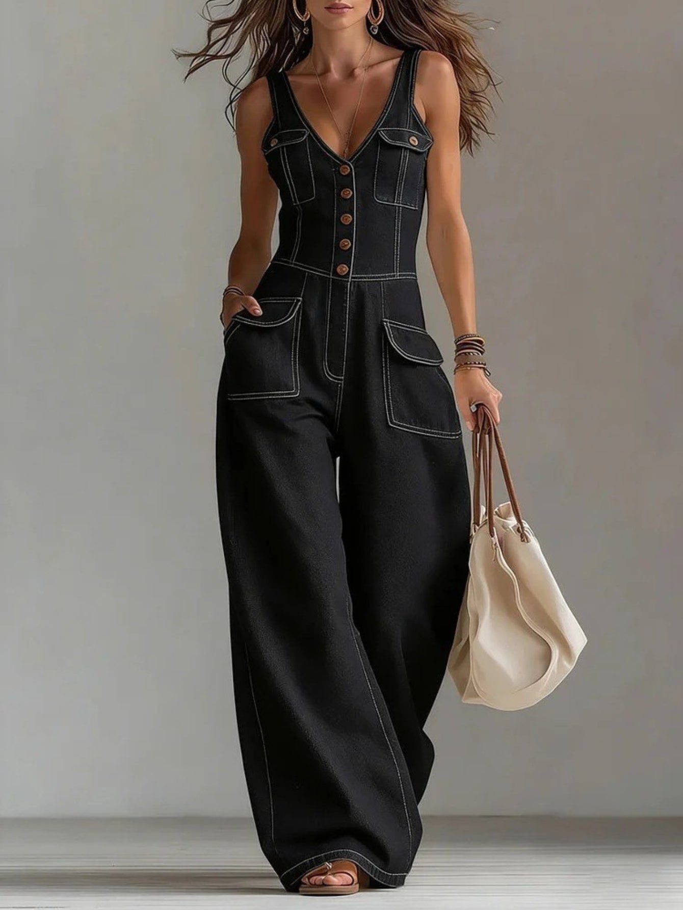 Claire | Damen V-Ausschnitt Jumpsuit