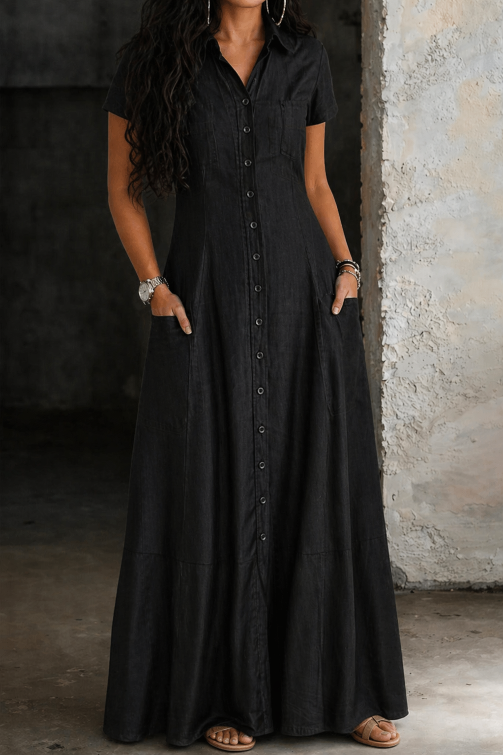 Hera | Langes Denim-Kleid