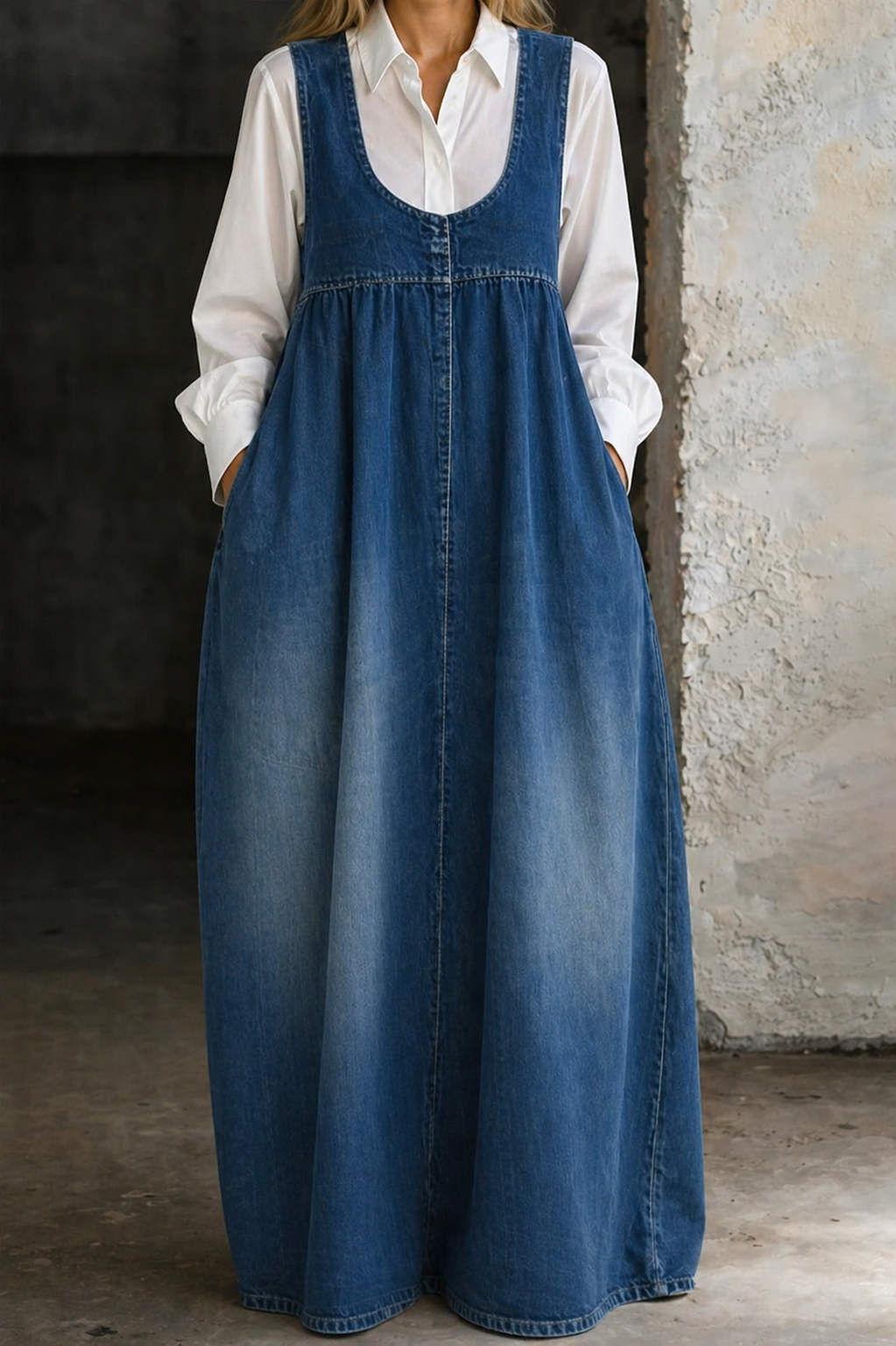 Veronica | Lockeres Denim-Westen-Kleid