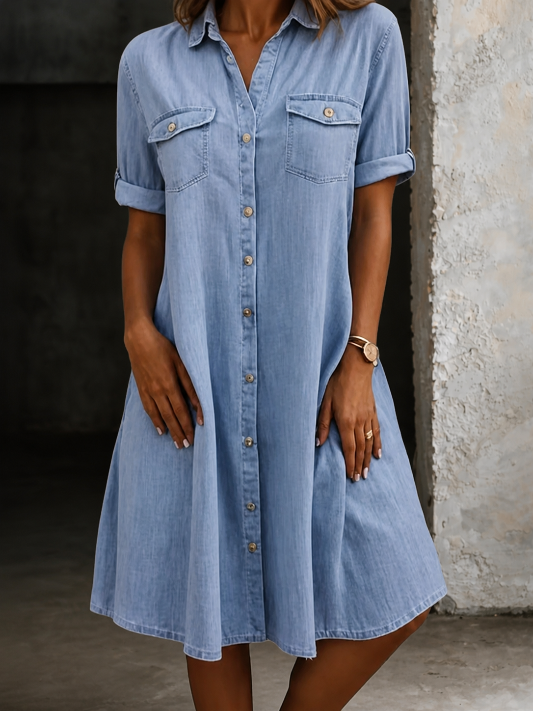 Patricia | Lässiges Denim-Midi-Kleid