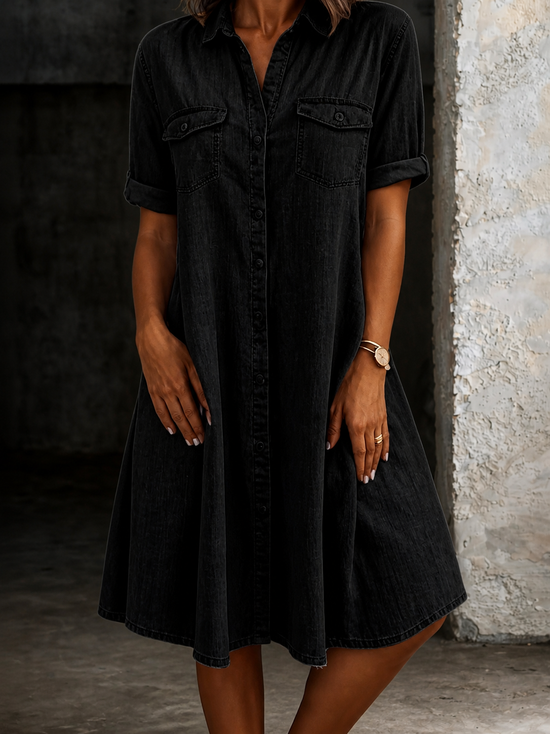 Patricia | Lässiges Denim-Midi-Kleid