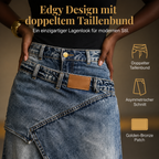 ✨Damen Denim-Maxirock mit mehrlagiger Taille
