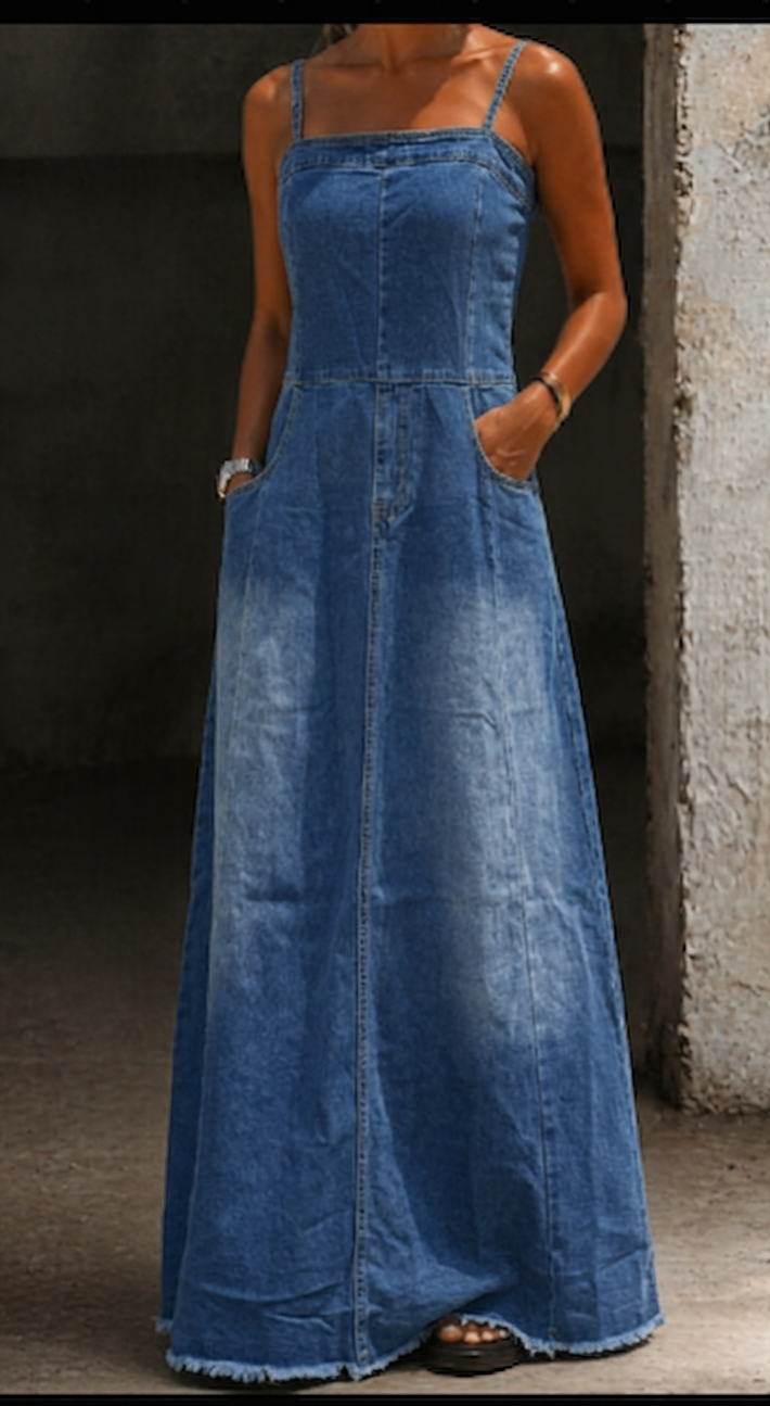 Savannah | Vintage Denim Maxi Kleid