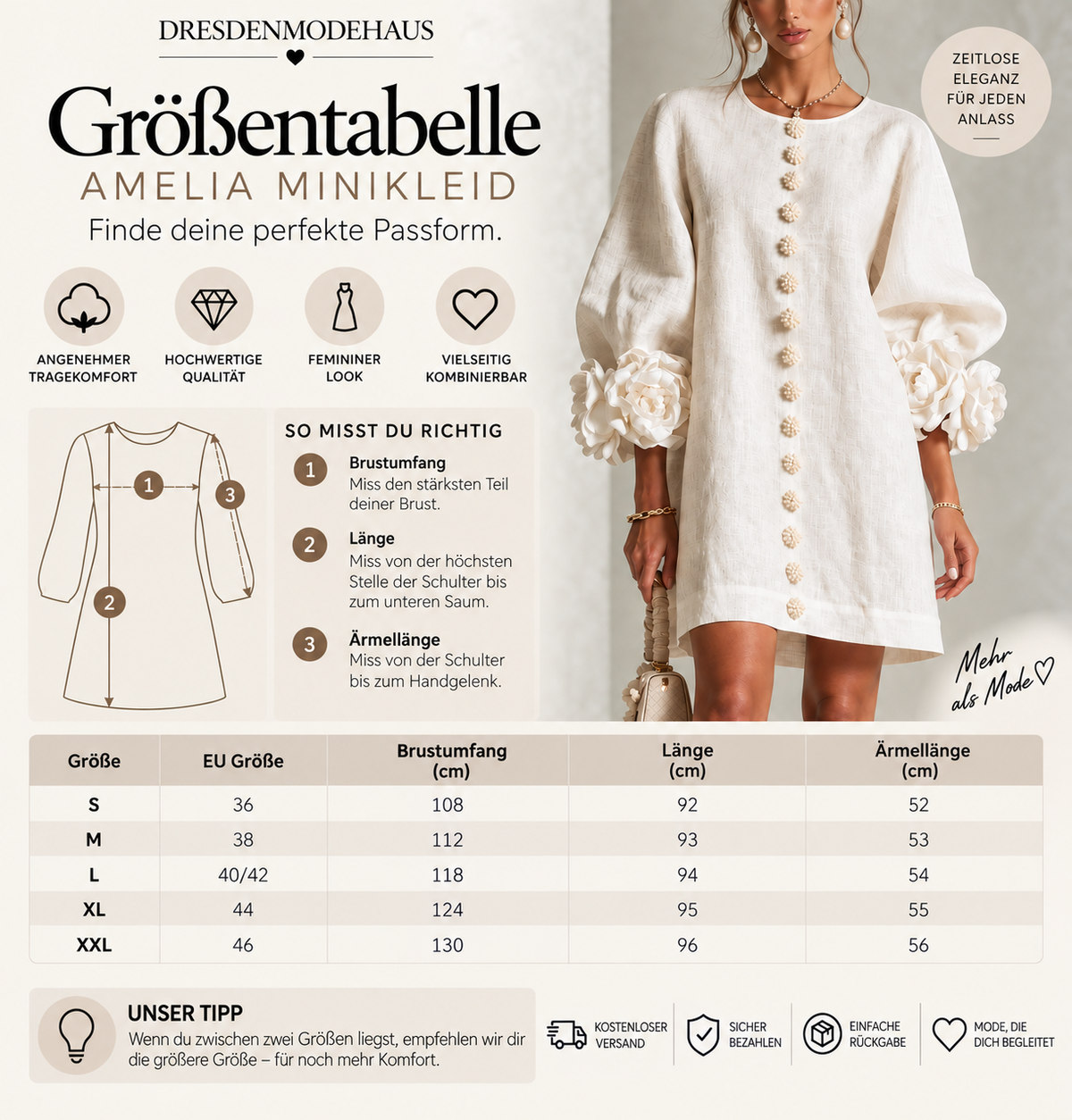 Amelia | Elegantes Minikleid mit Puffärmeln