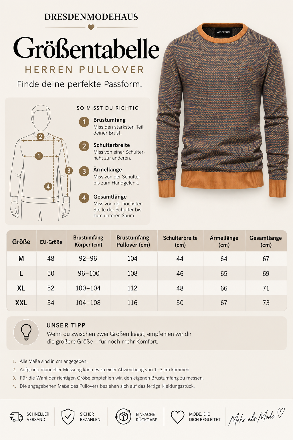 Dresden-Modehaus | Herrenpullover mit Rautenmuster