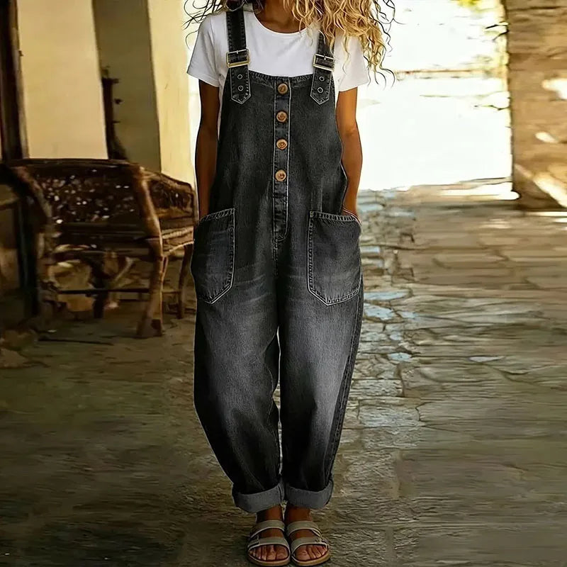 Carmen - Vintage-Overall aus weichem Baumwoll-Denim mit verstellbaren Trägern