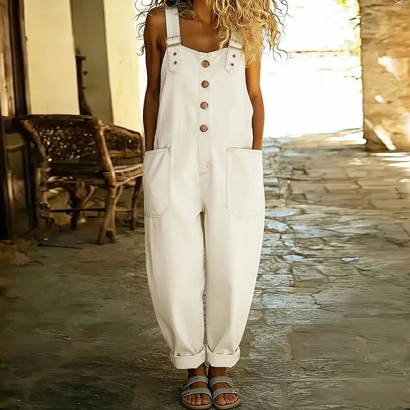 Carmen - Vintage-Overall aus weichem Baumwoll-Denim mit verstellbaren Trägern