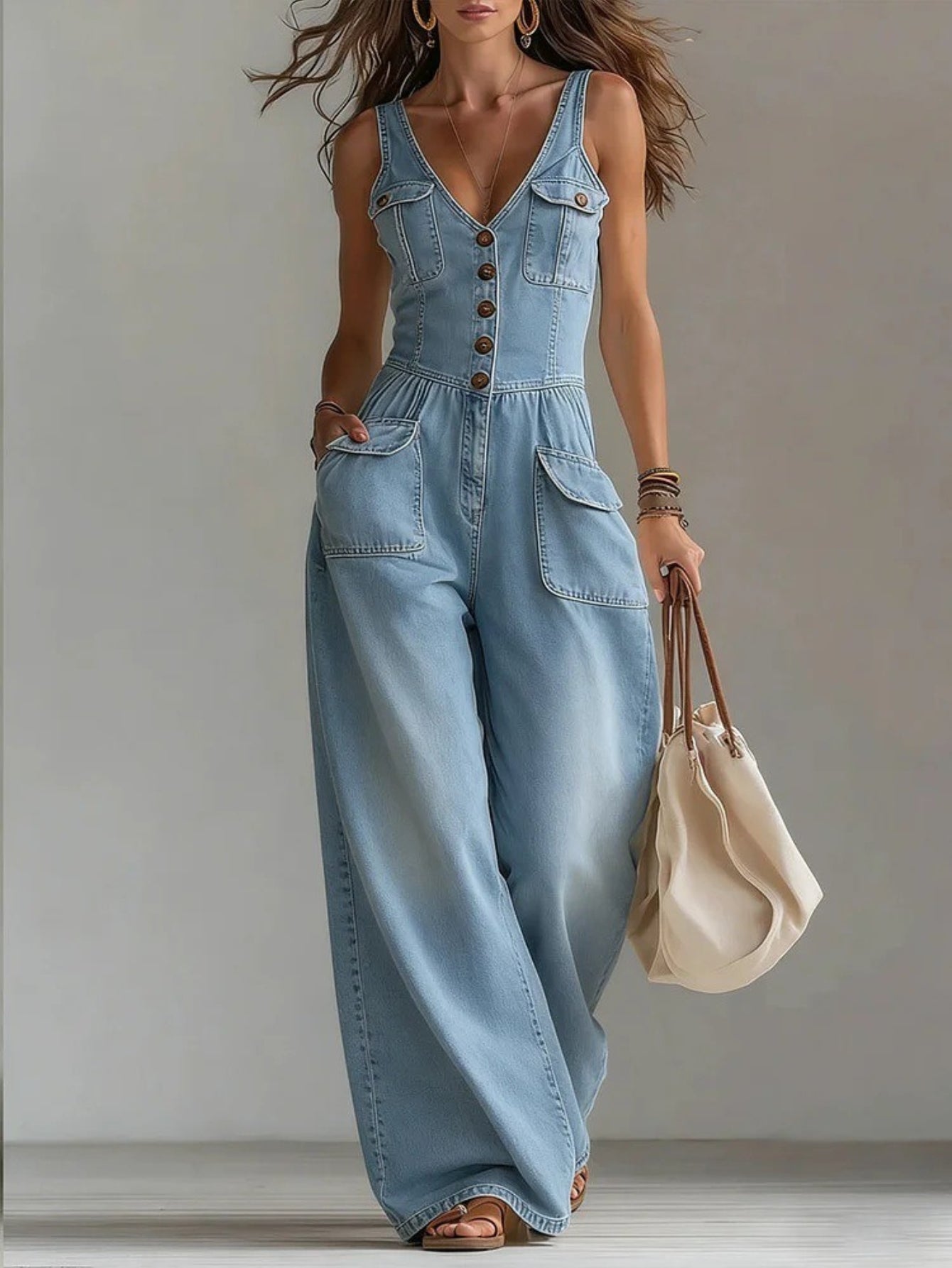 Claire | Damen V-Ausschnitt Jumpsuit
