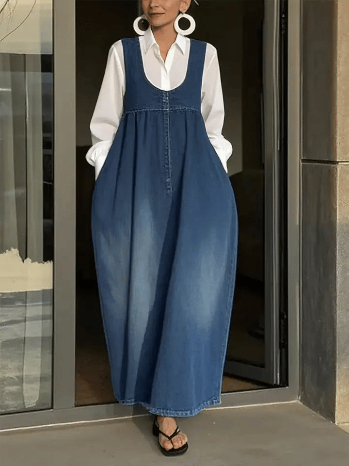 Veronica | Lockeres Denim-Westen-Kleid