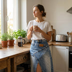 ✨Damen Denim-Maxirock mit mehrlagiger Taille