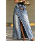 ✨Damen Denim-Maxirock mit mehrlagiger Taille